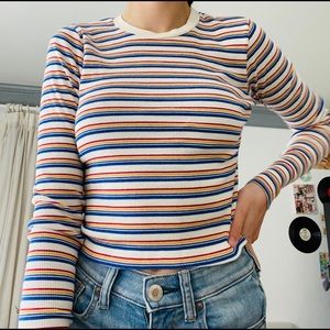 brandy striped rainbow santana top long sleeve